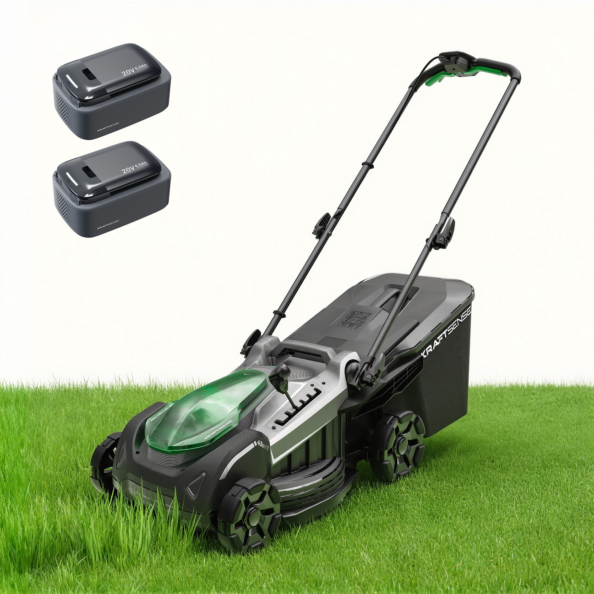 Kraftsense U20X Slim 40V bürstenloser Self-Propelled Akku-Rasenmäher 43 cm inkl. 2×5,0Ah Akkus