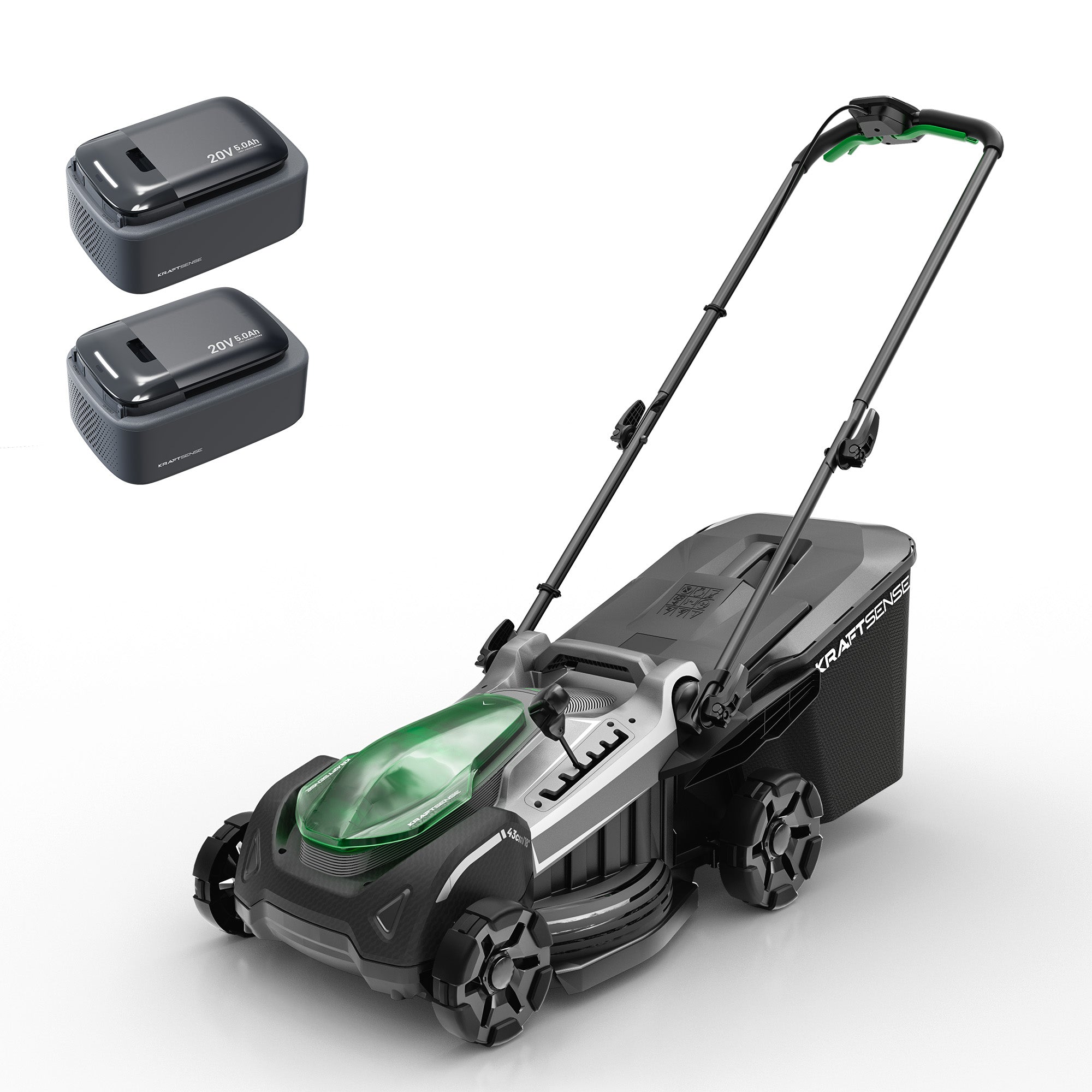 Kraftsense U20X Slim 40V bürstenloser Self-Propelled Akku-Rasenmäher 43 cm inkl. 2×5,0Ah Akkus