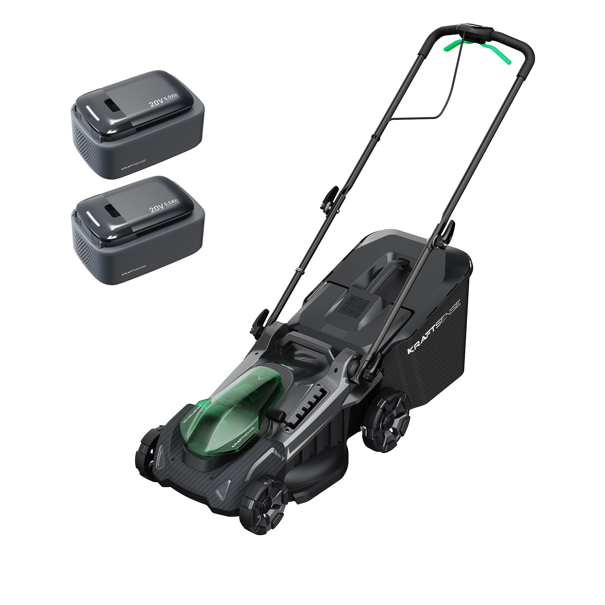 Kraftsense U20X Slim 40V Akku-Rasenmäher bürstenlos 38 cm inkl. 2 × 5,0Ah Akkus