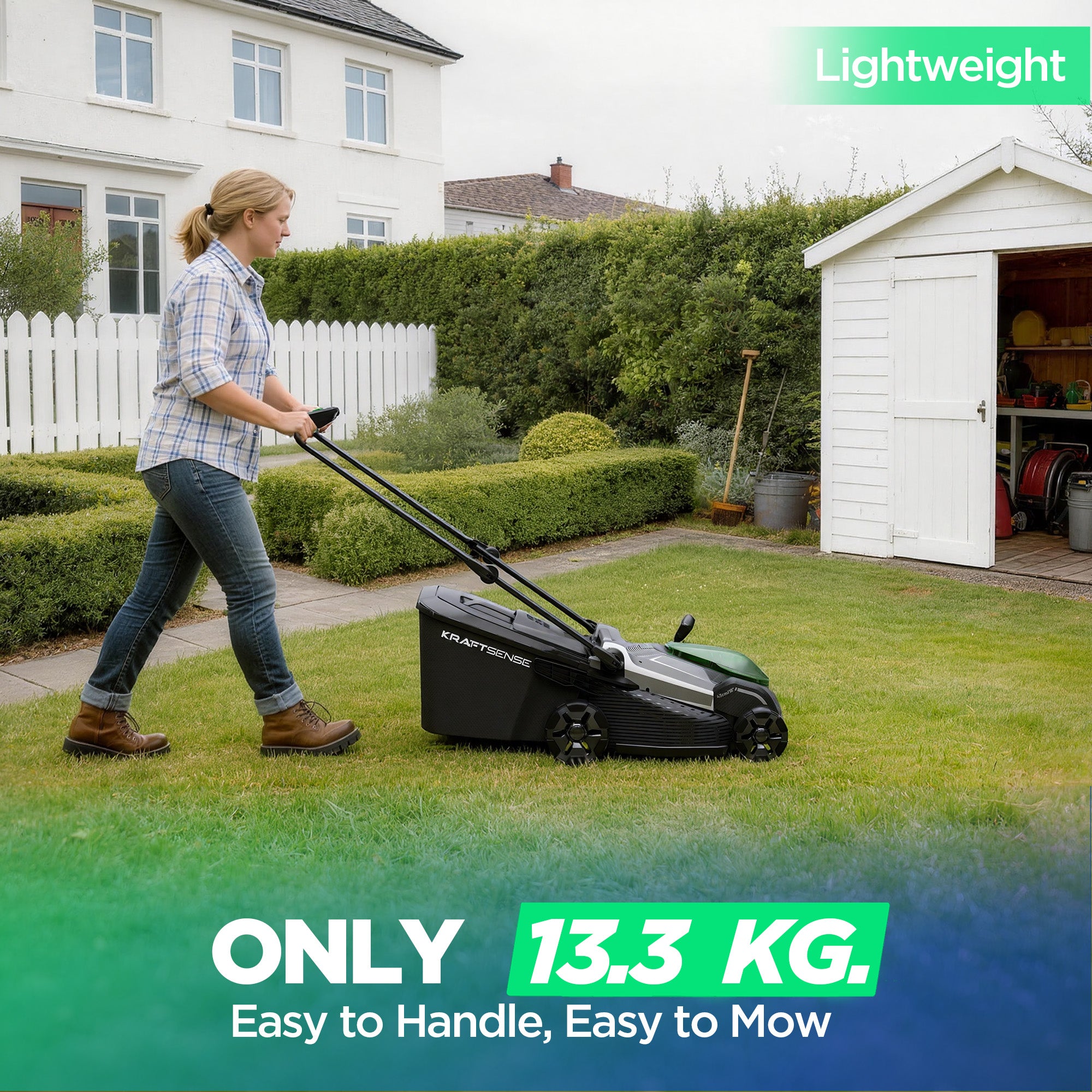 Kraftsense U20X Slim 40V bürstenloser Self-Propelled Akku-Rasenmäher 43 cm inkl. 2×5,0Ah Akkus