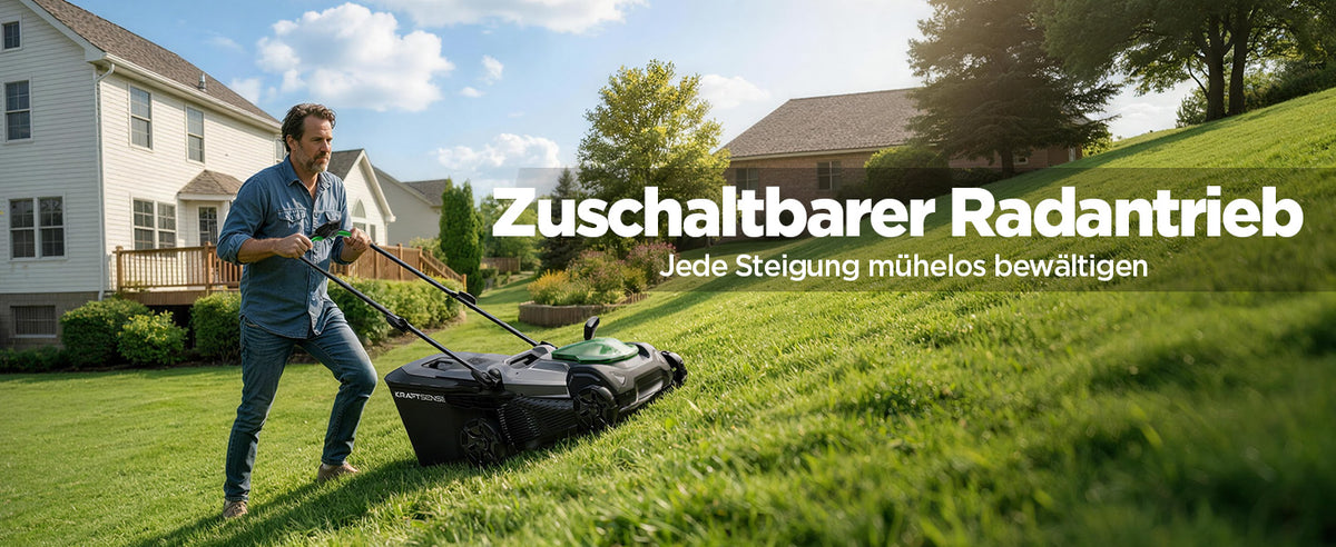 Kraftsense U20X  Slim 40V bürstenloser Akku-Rasenmäher 43 cm – mit langem Lauf, 2×8,0Ah Akkus inklusive