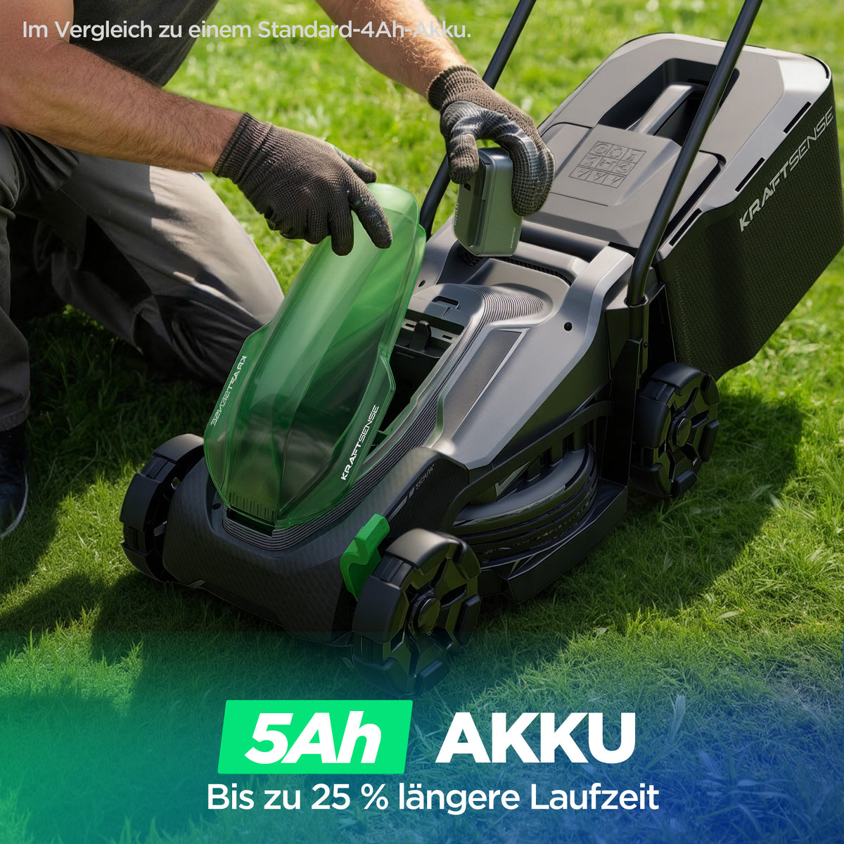 Kraftsense U20X  Slim 20V Akku-Rasenmäher bürstenlos 33 cm inkl. 1×5,0Ah Akku