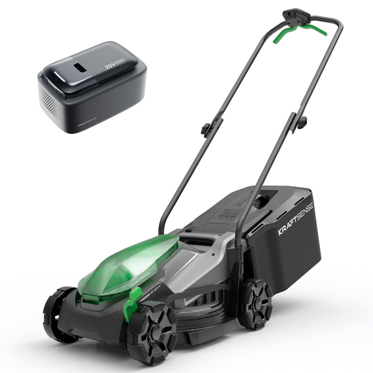 Kraftsense U20X Slim 20V bürstenloser Akku-Rasenmäher 33 cm – mit langem Lauf 8,0Ah Akku