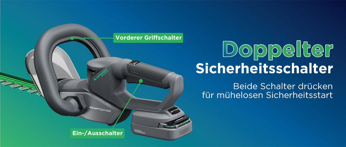 KraftSense U20X Slim 20V bürstenlose Akku-Heckenschere mit 2,0 Ah Akku