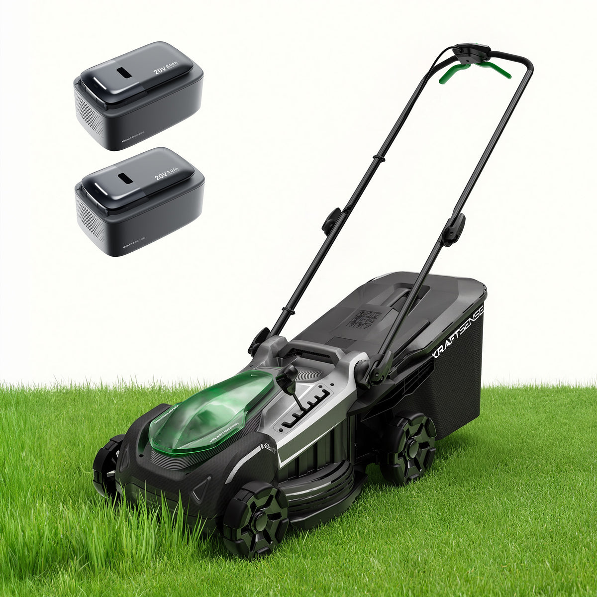 Kraftsense U20X  Slim 40V bürstenloser Akku-Rasenmäher 43 cm – mit langem Lauf, 2×8,0Ah Akkus inklusive