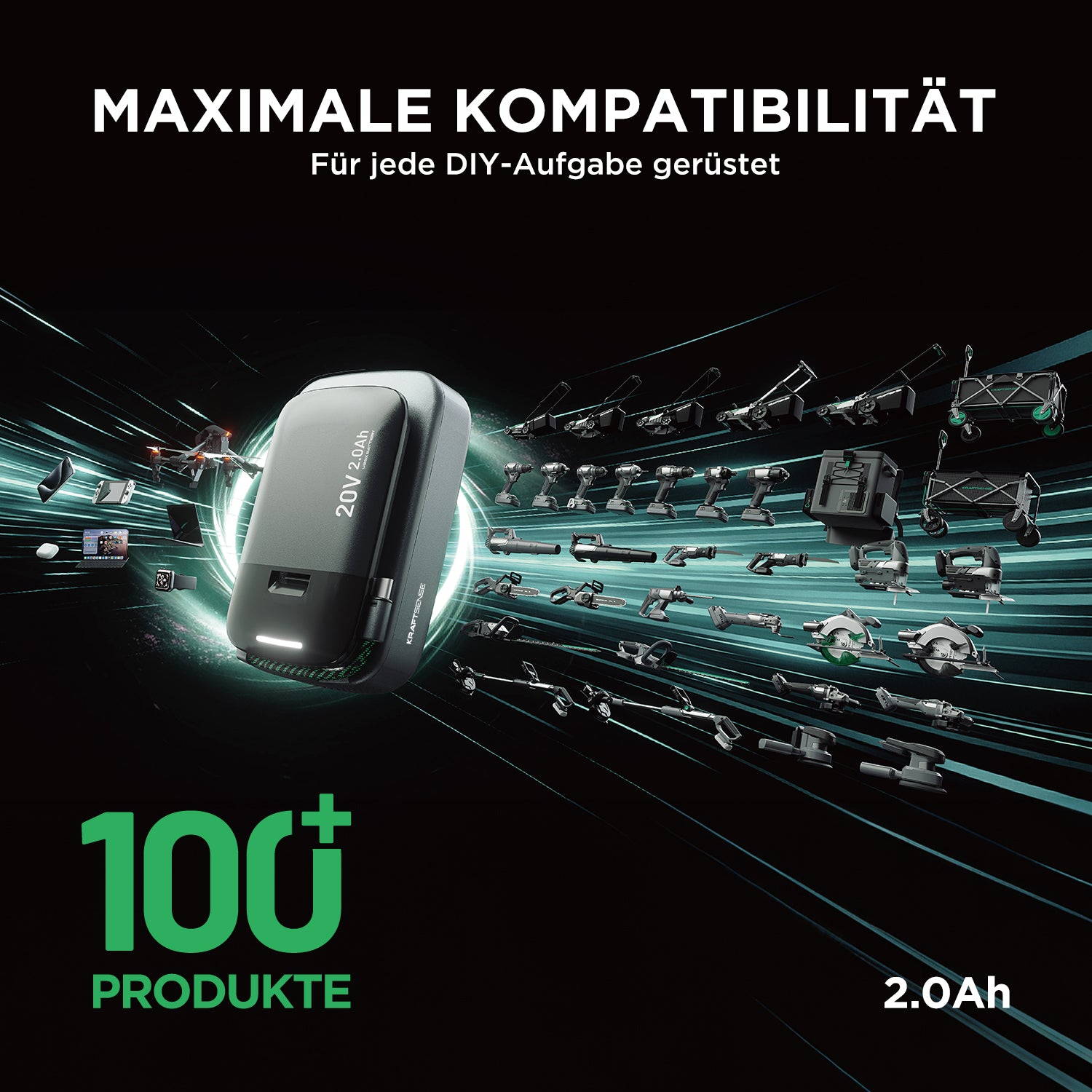 Kraftsense U20X  Slim 20V 2.0Ah Akku & Powerbank 2-in-1