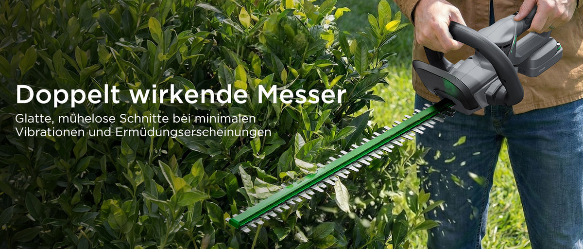KraftSense U20X Slim 20V bürstenlose Akku-Heckenschere mit 2,0 Ah Akku