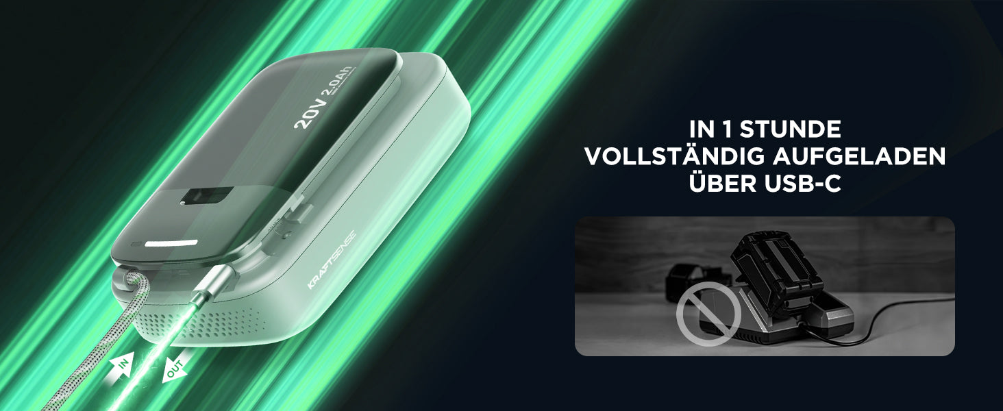 Kraftsense U20X  Slim 20V 2.0Ah Akku & Powerbank 2-in-1