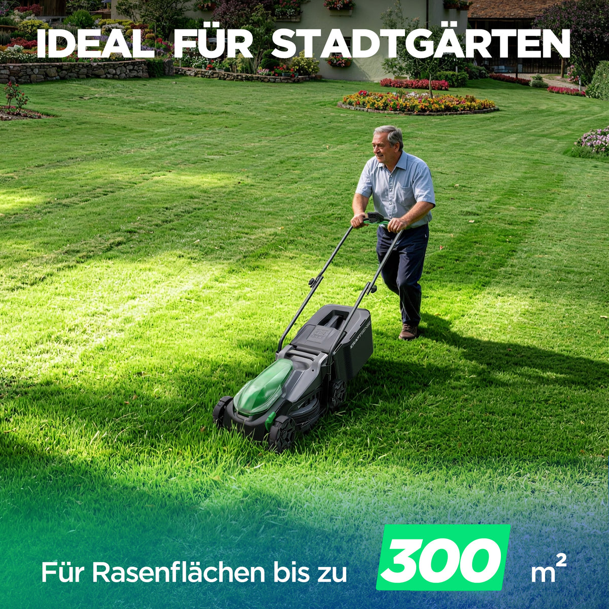 Kraftsense U20X  Slim 40V Akku-Rasenmäher bürstenlos 33 cm inkl. 2 × 5,0Ah Akkus