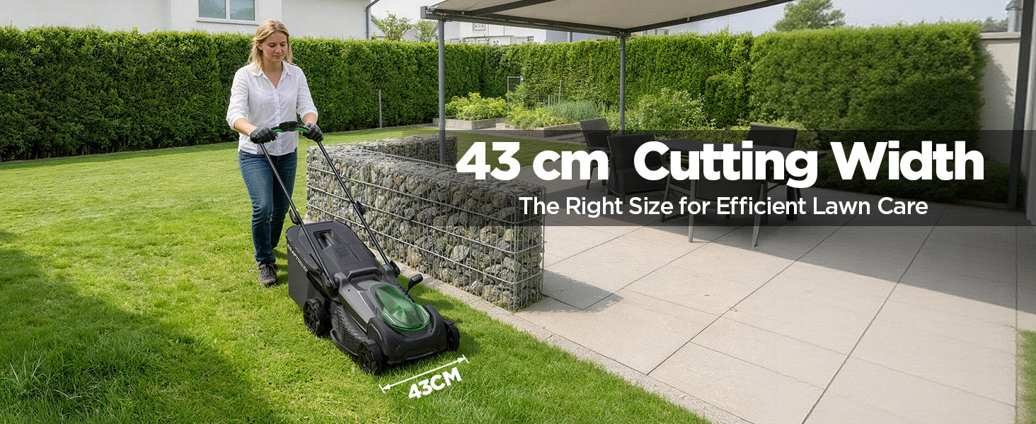 Kraftsense U20X  Slim 40V bürstenloser Akku-Rasenmäher 43 cm – mit langem Lauf, 2×8,0Ah Akkus inklusive