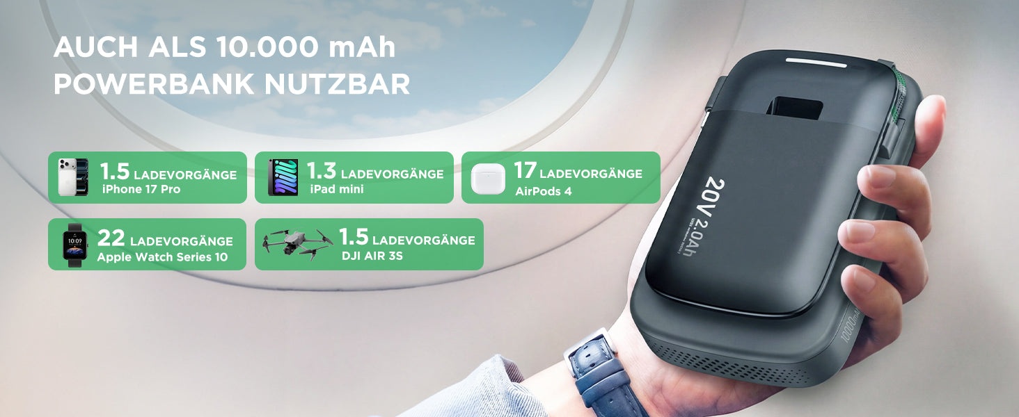 Kraftsense U20X  Slim 20V 2.0Ah Akku & Powerbank 2-in-1