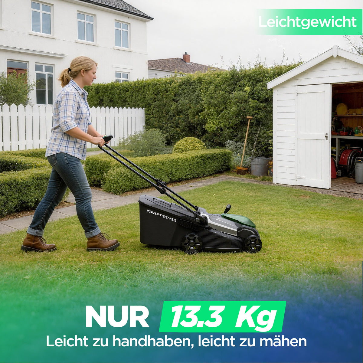Kraftsense U20X  Slim 40V bürstenloser Self-Propelled Akku-Rasenmäher 43 cm inkl. 2×5,0Ah Akkus