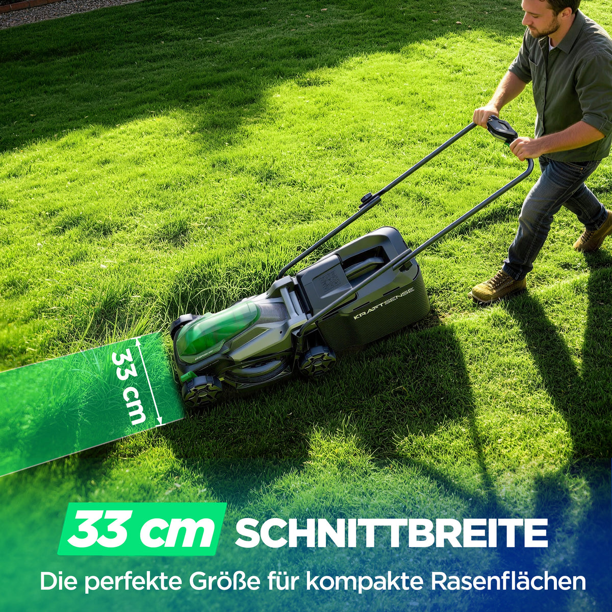 Kraftsense U20X  Slim 40V Akku-Rasenmäher bürstenlos 33 cm inkl. 2 × 5,0Ah Akkus
