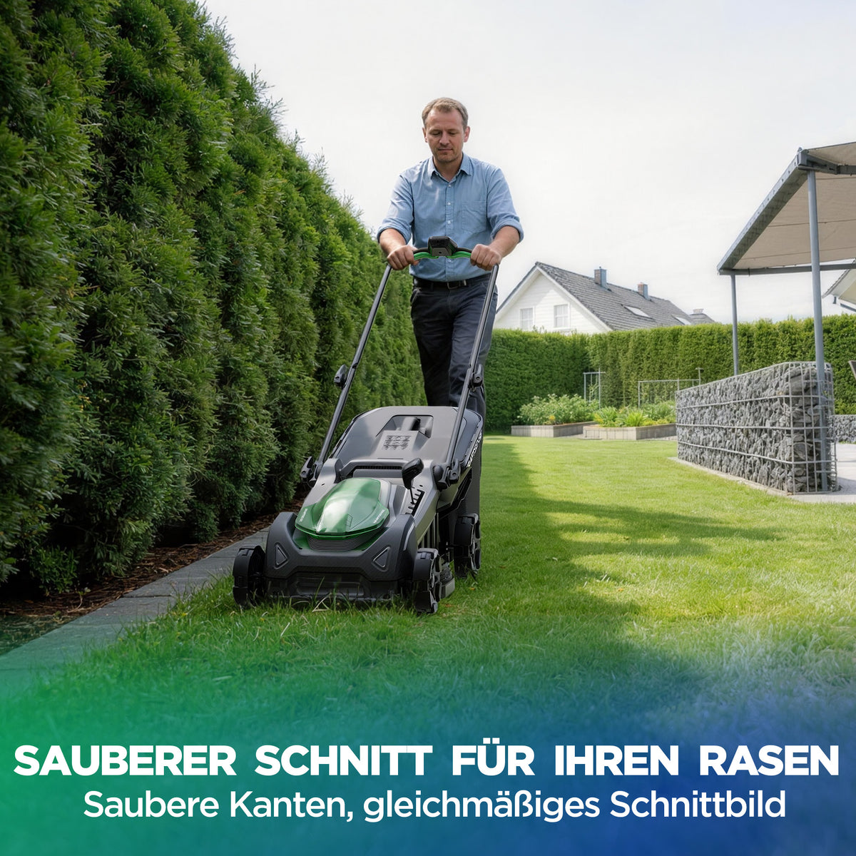 Kraftsense U20X  Slim 40V bürstenloser Akku-Rasenmäher 43 cm – mit langem Lauf, 2×8,0Ah Akkus inklusive