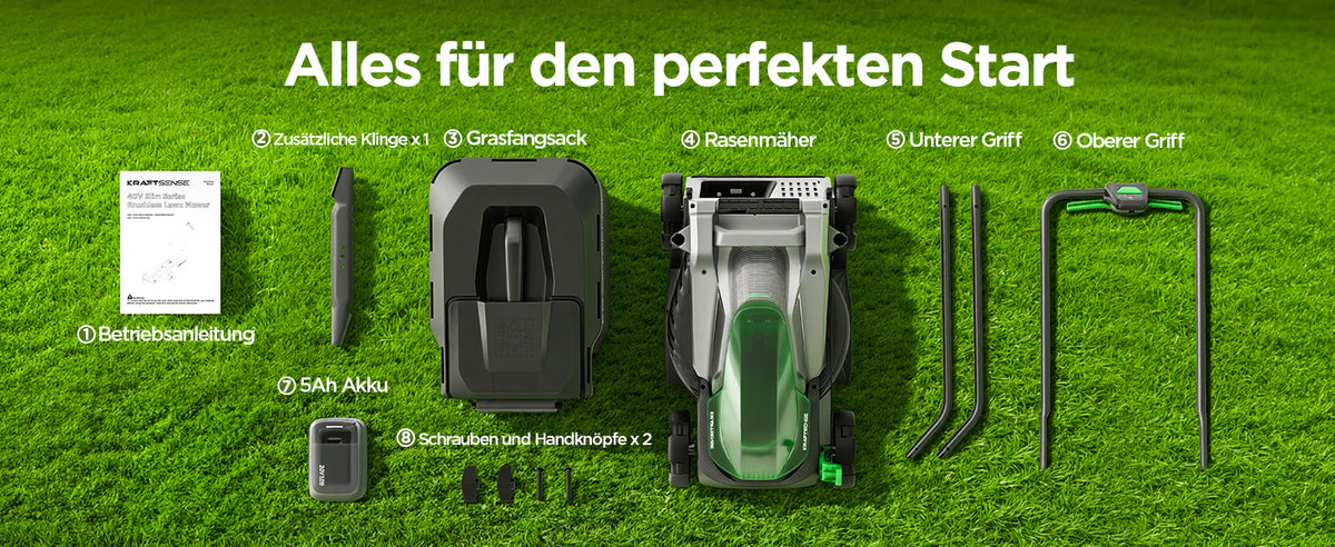 Kraftsense U20X  Slim 20V Akku-Rasenmäher bürstenlos 33 cm inkl. 1×5,0Ah Akku