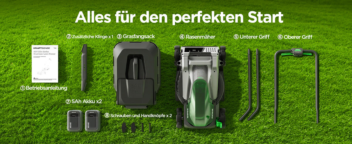 Kraftsense U20X  Slim 40V Akku-Rasenmäher bürstenlos 33 cm inkl. 2 × 5,0Ah Akkus